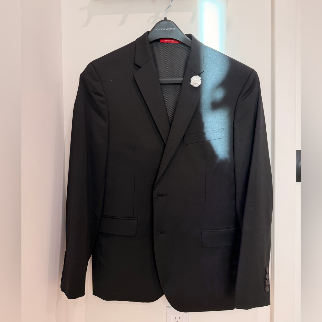 Kenneth Cole Black Men's Two-Button Suit Set With Pants And Vest